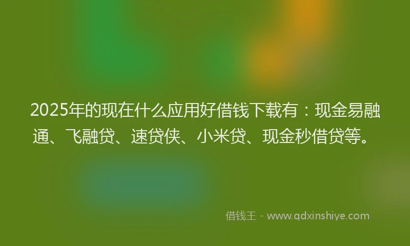 2025年的现在什么应用好借钱下载有：现金易融通、飞融贷、速贷侠、小米贷、现金秒借贷等。