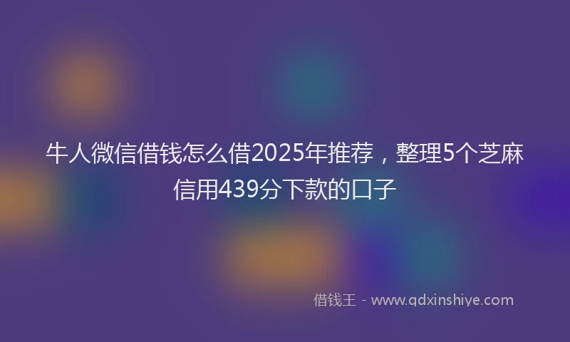 牛人微信借钱怎么借2025年推荐，整理5个芝麻信用439分下款的口子