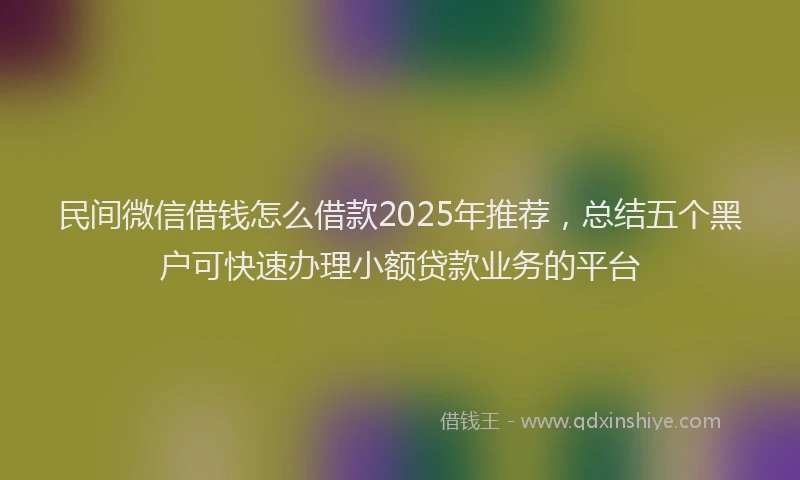 民间微信借钱怎么借款2025年推荐，总结五个黑户可快速办理小额贷款业务的平台