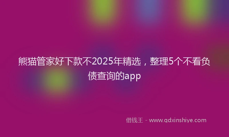 熊猫管家好下款不2025年精选，整理5个不看负债查询的app
