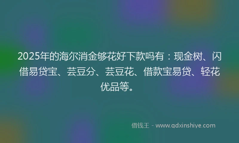 2025年的海尔消金够花好下款吗有：现金树、闪借易贷宝、芸豆分、芸豆花、借款宝易贷、轻花优品等。