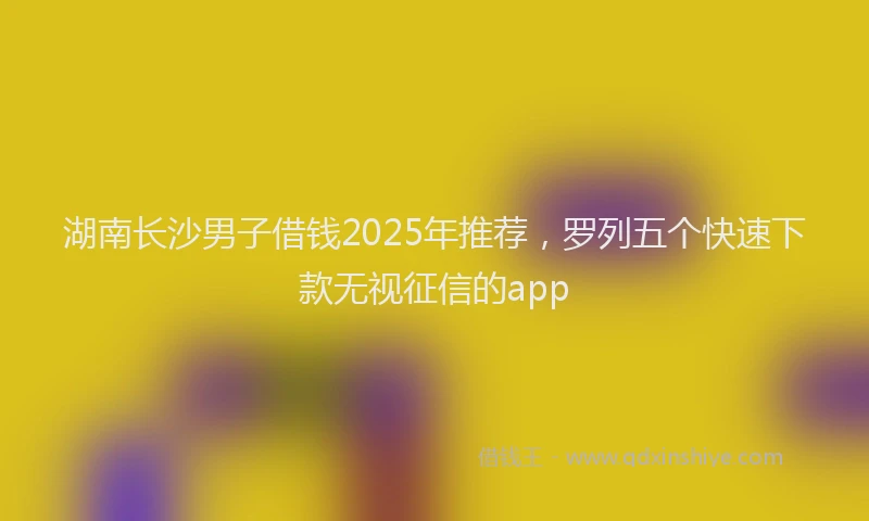 湖南长沙男子借钱2025年推荐，罗列五个快速下款无视征信的app