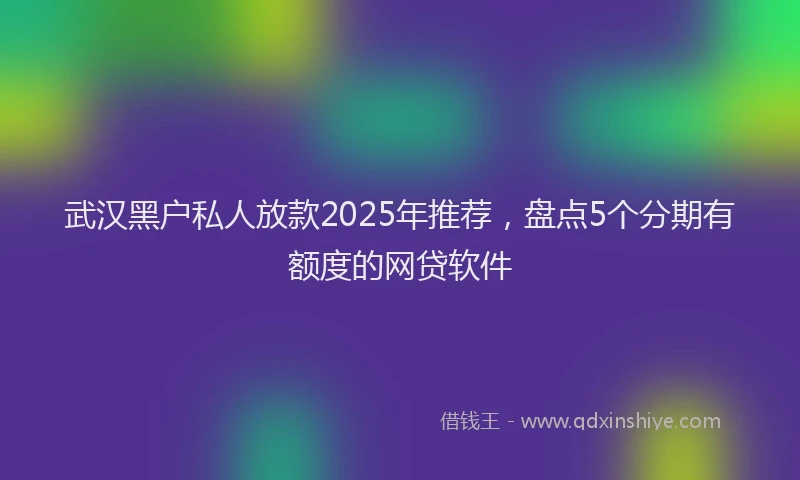 武汉黑户私人放款2025年推荐，盘点5个分期有额度的网贷软件
