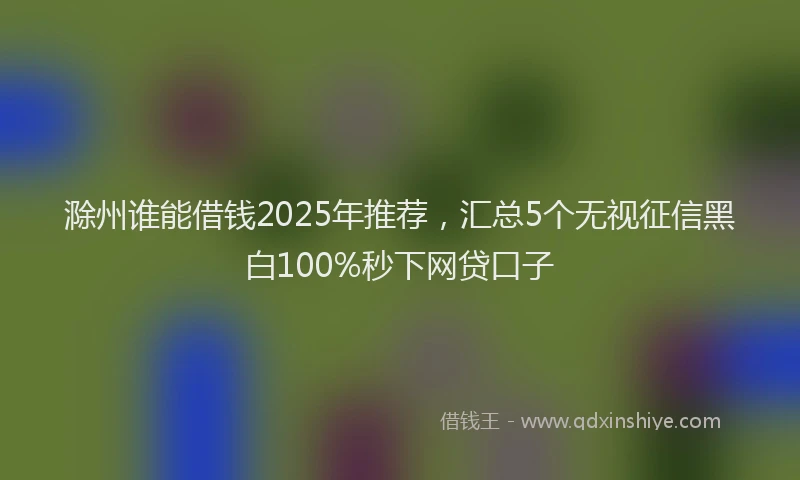 滁州谁能借钱2025年推荐，汇总5个无视征信黑白100%秒下网贷口子