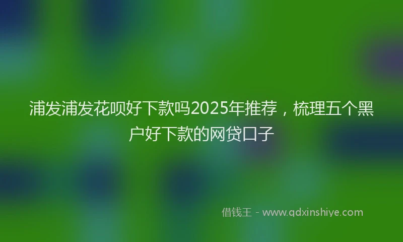 浦发浦发花呗好下款吗2025年推荐，梳理五个黑户好下款的网贷口子