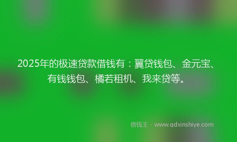 2025年的极速贷款借钱有：翼贷钱包、金元宝、有钱钱包、橘若租机、我来贷等。