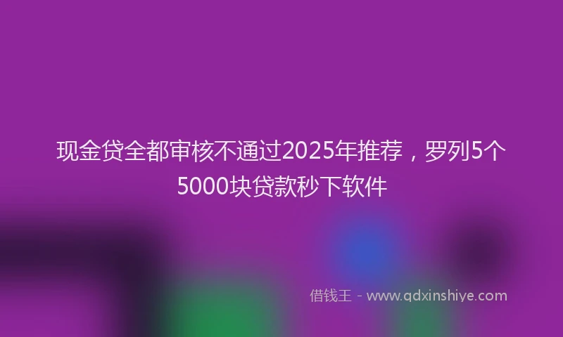 现金贷全都审核不通过2025年推荐，罗列5个5000块贷款秒下软件