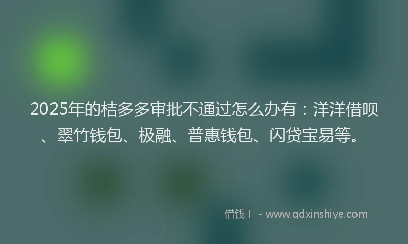 2025年的桔多多审批不通过怎么办有：洋洋借呗、翠竹钱包、极融、普惠钱包、闪贷宝易等。