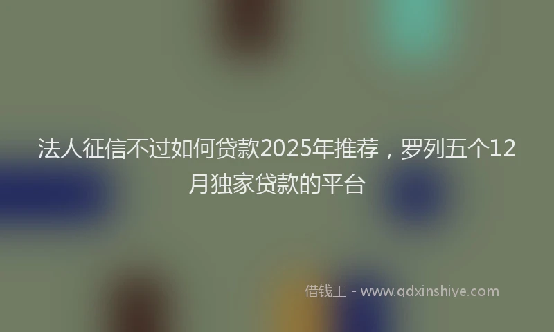法人征信不过如何贷款2025年推荐，罗列五个12月独家贷款的平台