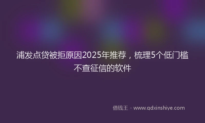 浦发点贷被拒原因2025年推荐，梳理5个低门槛不查征信的软件