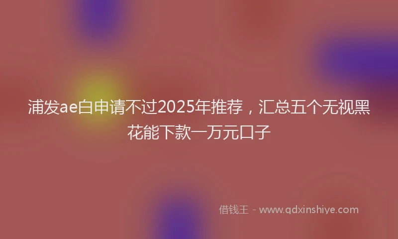 浦发ae白申请不过2025年推荐，汇总五个无视黑花能下款一万元口子