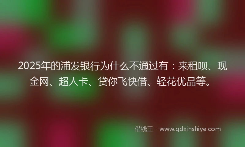 2025年的浦发银行为什么不通过有：来租呗、现金网、超人卡、贷你飞快借、轻花优品等。