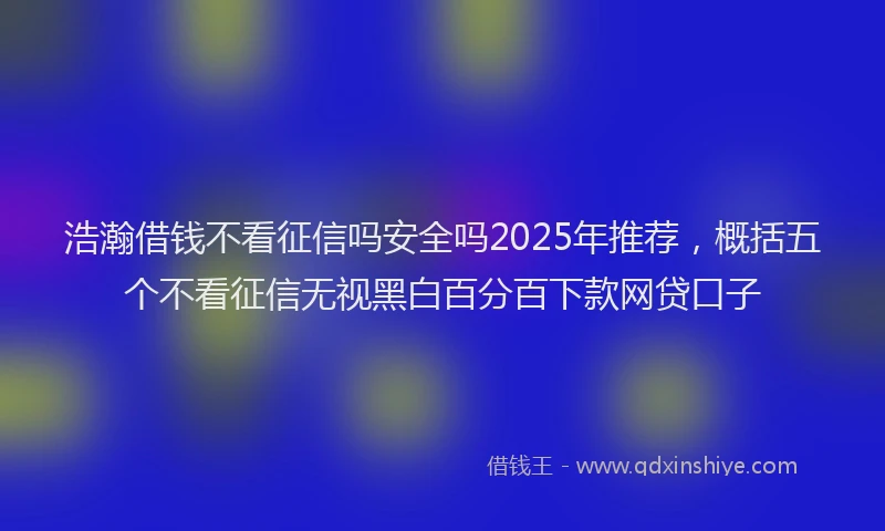 浩瀚借钱不看征信吗安全吗2025年推荐，概括五个不看征信无视黑白百分百下款网贷口子