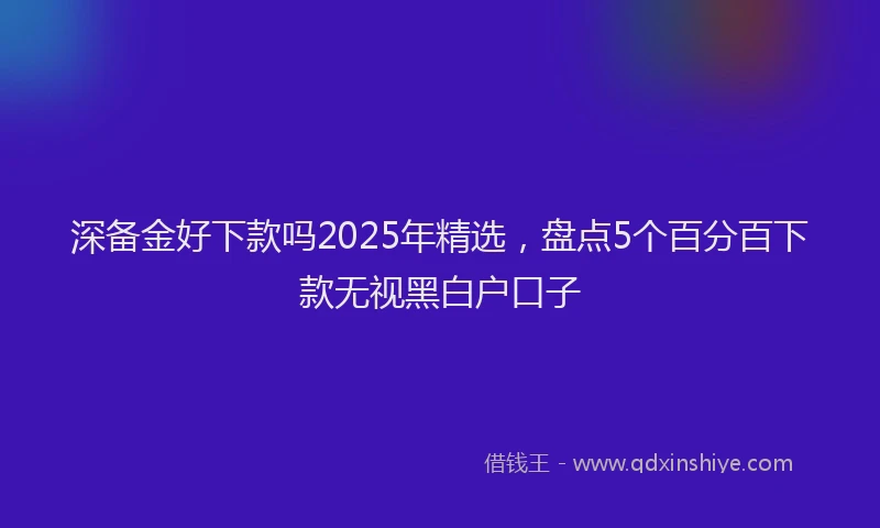 深备金好下款吗2025年精选，盘点5个百分百下款无视黑白户口子