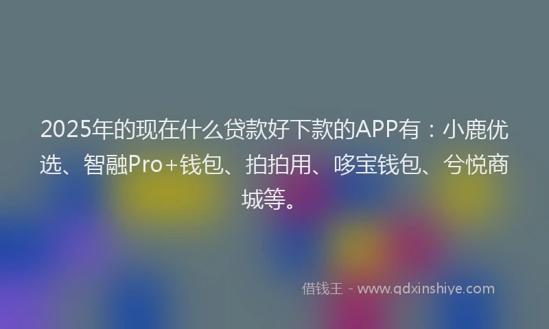 2025年的现在什么贷款好下款的APP有：小鹿优选、智融Pro+钱包、拍拍用、哆宝钱包、兮悦商城等。