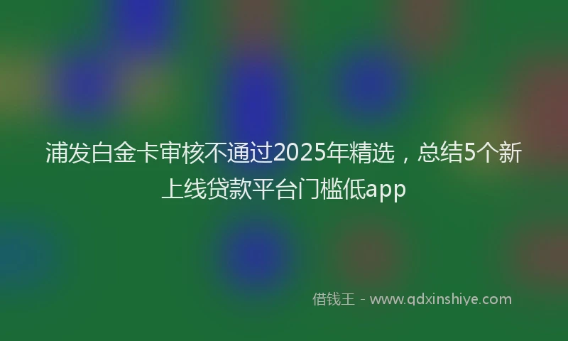 浦发白金卡审核不通过2025年精选，总结5个新上线贷款平台门槛低app