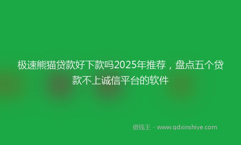 极速熊猫贷款好下款吗2025年推荐，盘点五个贷款不上诚信平台的软件