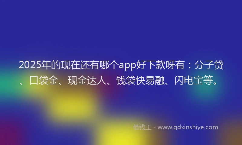 2025年的现在还有哪个app好下款呀有：分子贷、口袋金、现金达人、钱袋快易融、闪电宝等。