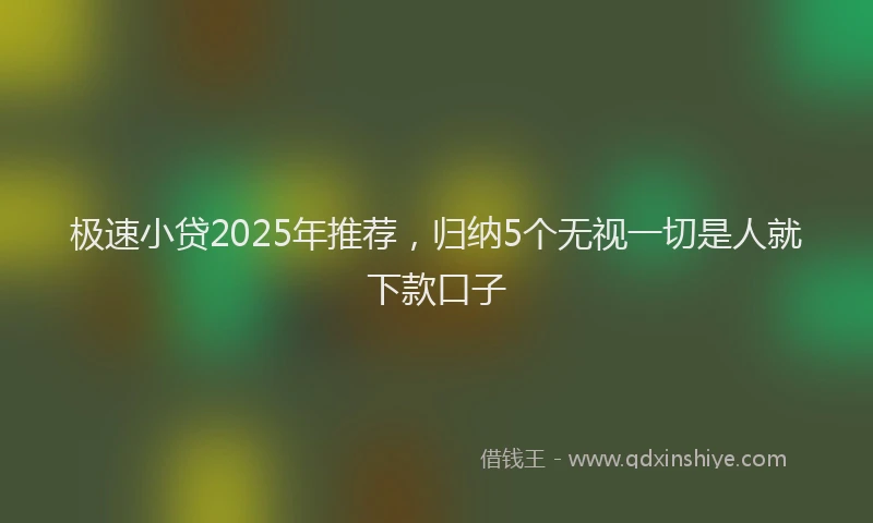 极速小贷2025年推荐，归纳5个无视一切是人就下款口子