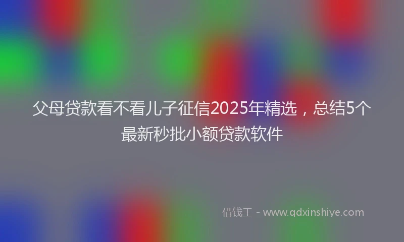 父母贷款看不看儿子征信2025年精选，总结5个最新秒批小额贷款软件
