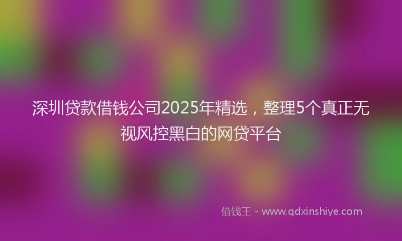 深圳贷款借钱公司2025年精选，整理5个真正无视风控黑白的网贷平台