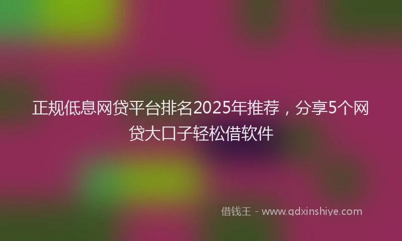 正规低息网贷平台排名2025年推荐，分享5个网贷大口子轻松借软件