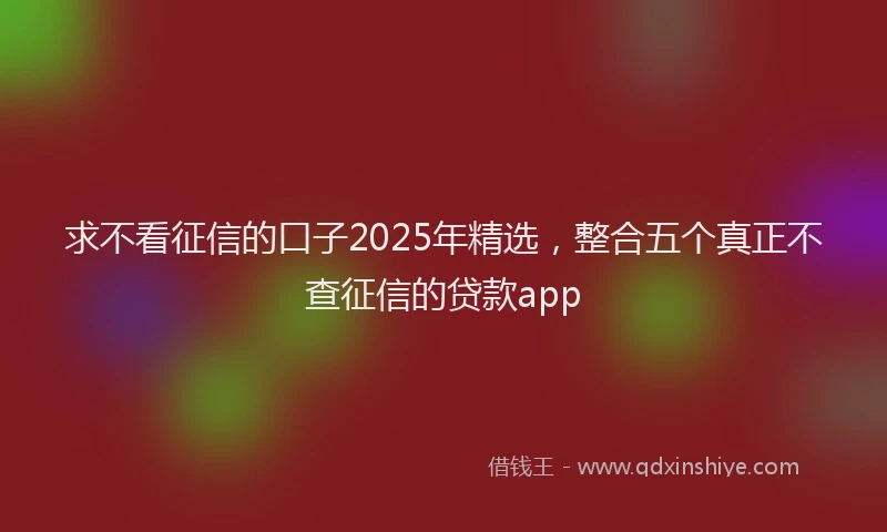 求不看征信的口子2025年精选，整合五个真正不查征信的贷款app