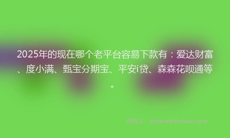2025年的现在哪个老平台容易下款有：爱达财富、度小满、甄宝分期宝、平安i贷、森森花呗通等。