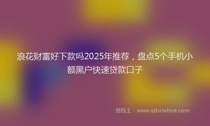 浪花财富好下款吗2025年推荐，盘点5个手机小额黑户快速贷款口子