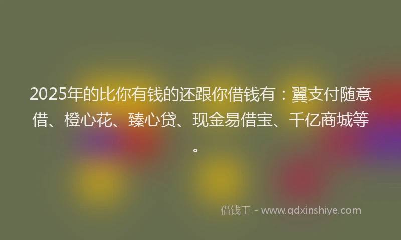 2025年的比你有钱的还跟你借钱有：翼支付随意借、橙心花、臻心贷、现金易借宝、千亿商城等。