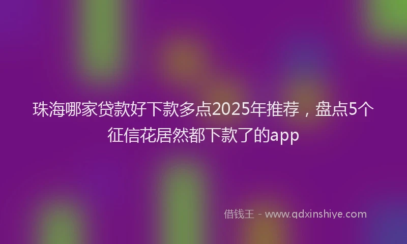 珠海哪家贷款好下款多点2025年推荐，盘点5个征信花居然都下款了的app