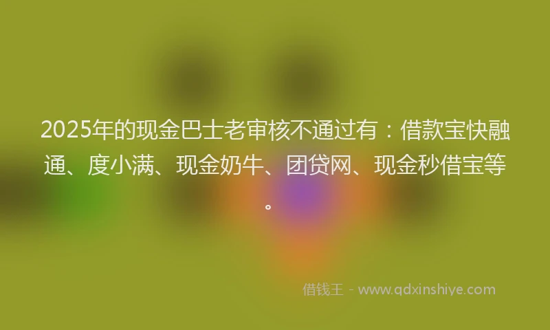 2025年的现金巴士老审核不通过有：借款宝快融通、度小满、现金奶牛、团贷网、现金秒借宝等。