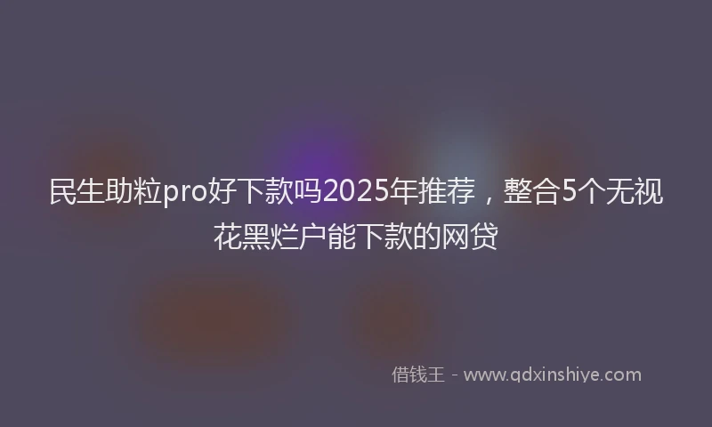 民生助粒pro好下款吗2025年推荐，整合5个无视花黑烂户能下款的网贷