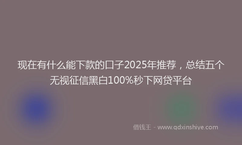 现在有什么能下款的口子2025年推荐，总结五个无视征信黑白100%秒下网贷平台