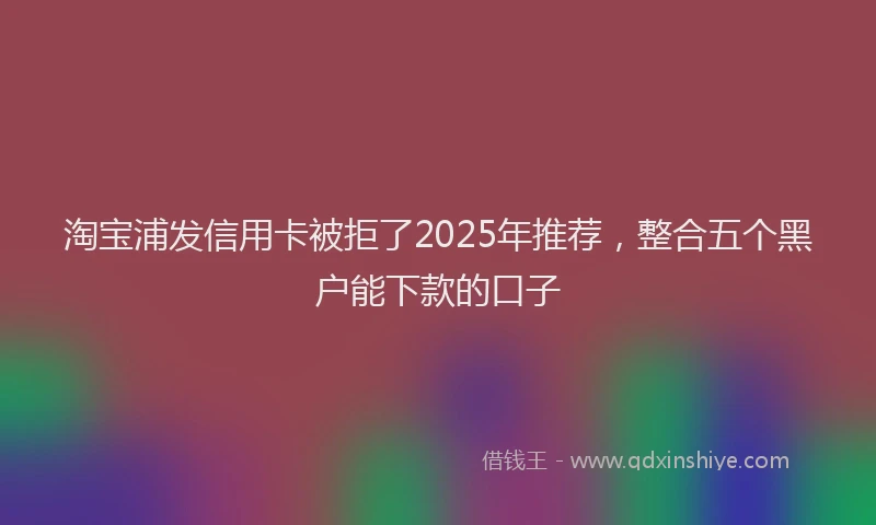 淘宝浦发信用卡被拒了2025年推荐，整合五个黑户能下款的口子