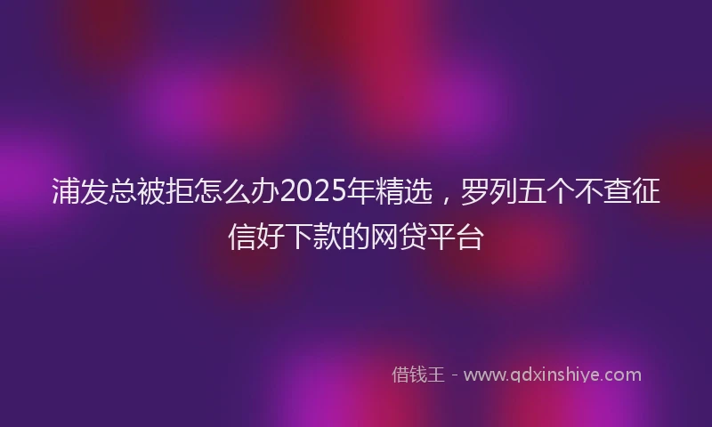 浦发总被拒怎么办2025年精选，罗列五个不查征信好下款的网贷平台