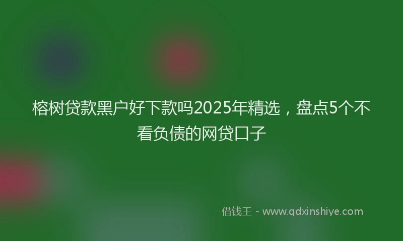 榕树贷款黑户好下款吗2025年精选，盘点5个不看负债的网贷口子