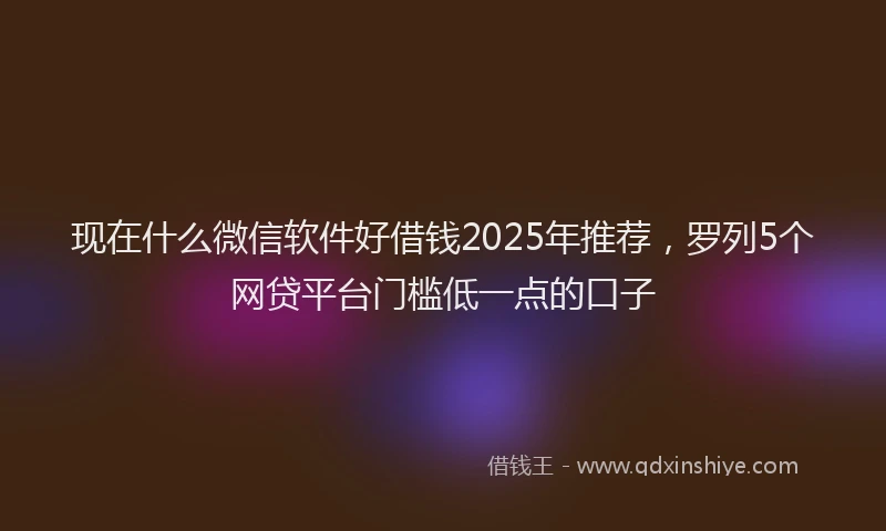 现在什么微信软件好借钱2025年推荐，罗列5个网贷平台门槛低一点的口子