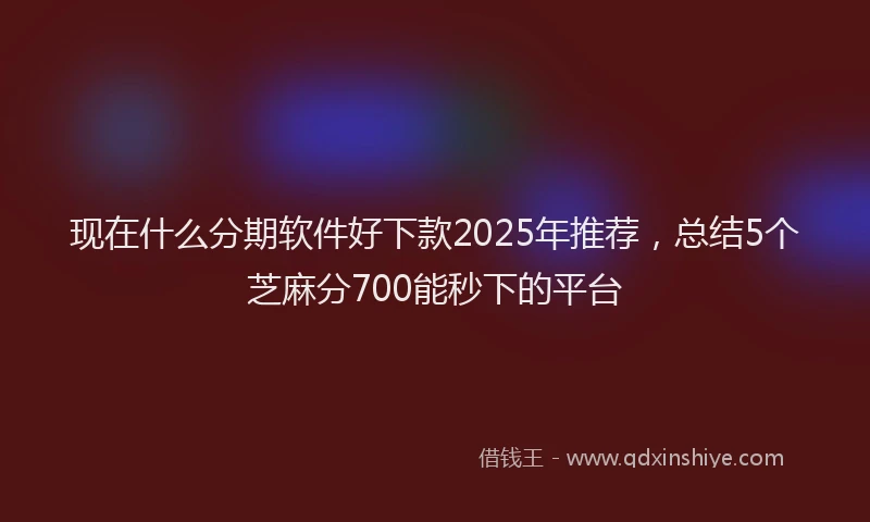 现在什么分期软件好下款2025年推荐，总结5个芝麻分700能秒下的平台