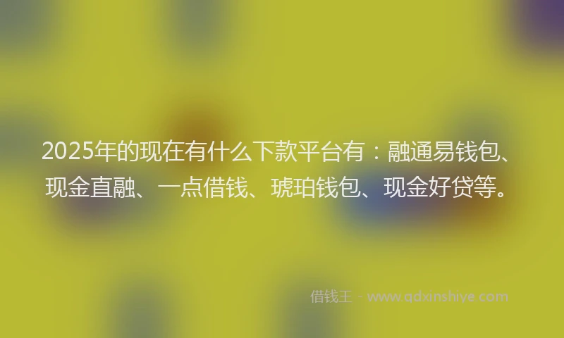 2025年的现在有什么下款平台有：融通易钱包、现金直融、一点借钱、琥珀钱包、现金好贷等。