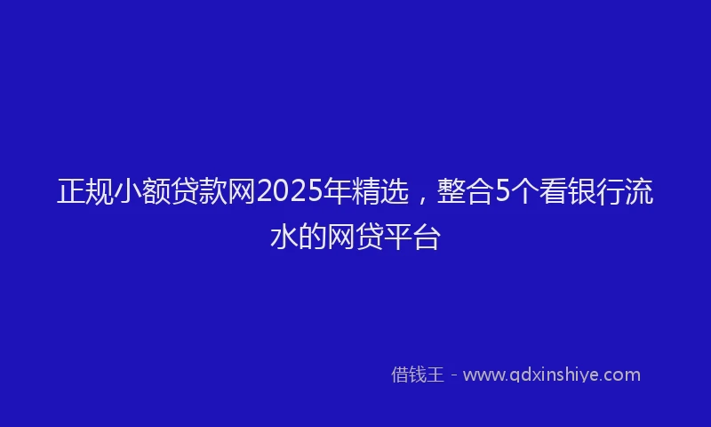 正规小额贷款网2025年精选，整合5个看银行流水的网贷平台