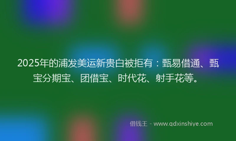 2025年的浦发美运新贵白被拒有：甄易借通、甄宝分期宝、团借宝、时代花、射手花等。