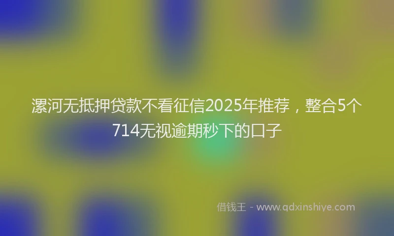 漯河无抵押贷款不看征信2025年推荐，整合5个714无视逾期秒下的口子