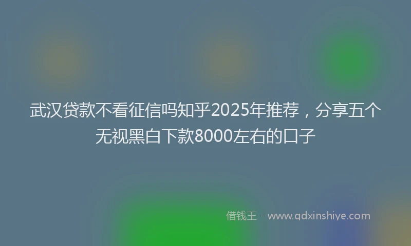 武汉贷款不看征信吗知乎2025年推荐，分享五个无视黑白下款8000左右的口子