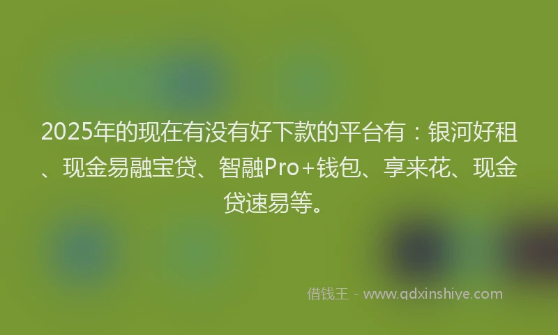 2025年的现在有没有好下款的平台有：银河好租、现金易融宝贷、智融Pro+钱包、享来花、现金贷速易等。