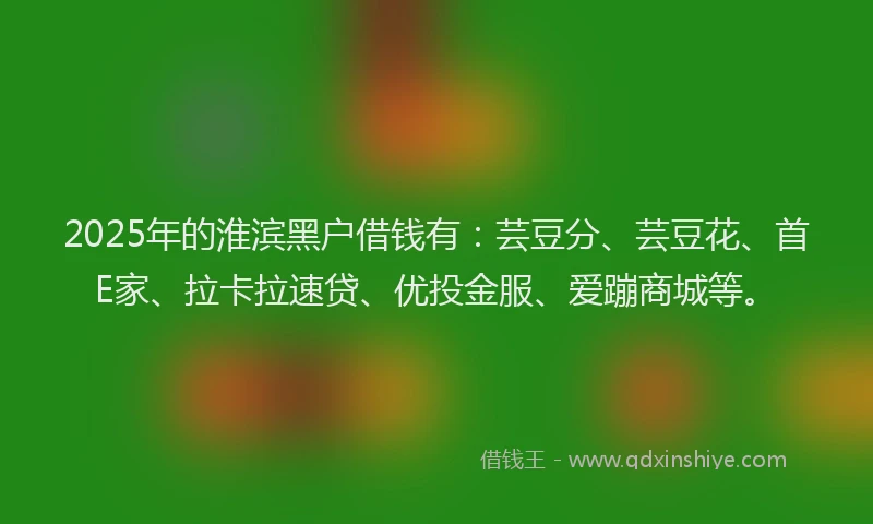 2025年的淮滨黑户借钱有：芸豆分、芸豆花、首E家、拉卡拉速贷、优投金服、爱蹦商城等。