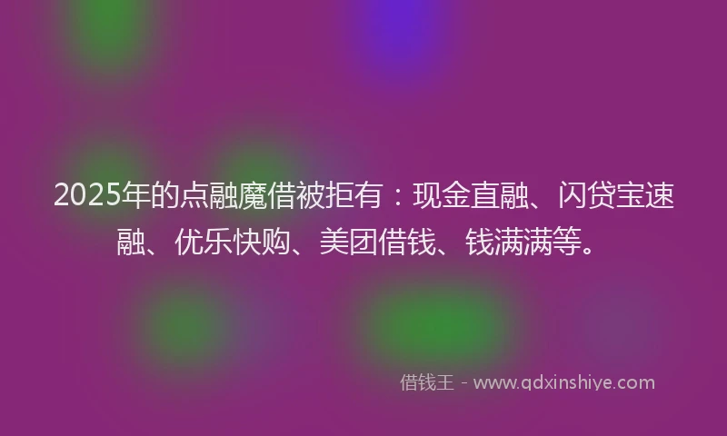2025年的点融魔借被拒有：现金直融、闪贷宝速融、优乐快购、美团借钱、钱满满等。