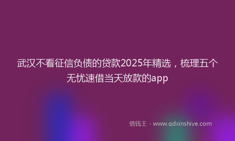 武汉不看征信负债的贷款2025年精选，梳理五个无忧速借当天放款的app