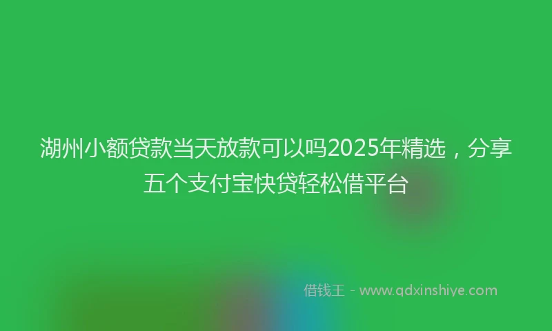 湖州小额贷款当天放款可以吗2025年精选，分享五个支付宝快贷轻松借平台
