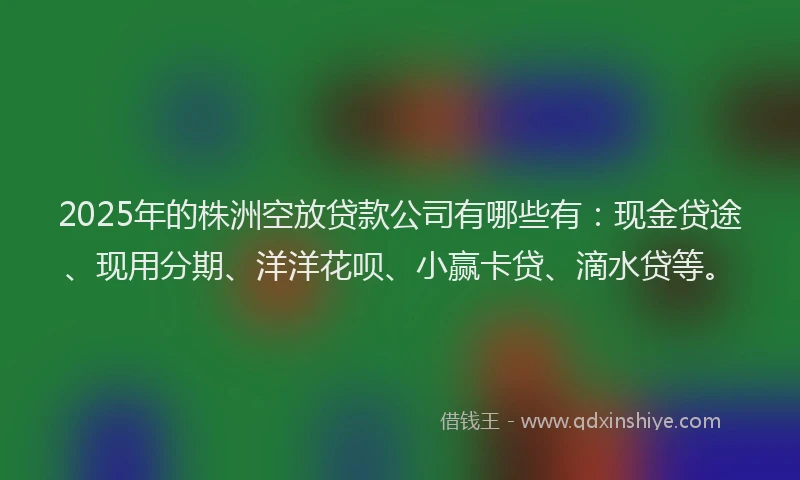 2025年的株洲空放贷款公司有哪些有：现金贷途、现用分期、洋洋花呗、小赢卡贷、滴水贷等。